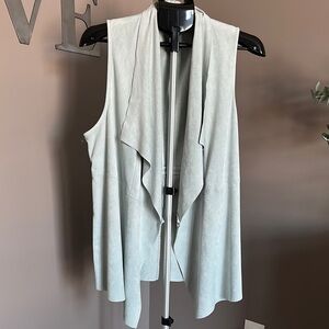 Premise Faux Leather Suede Open Front Drape Vest Cruise Resort Wear